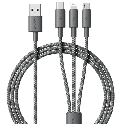 罗马仕三合一快充数据线3.5A编织