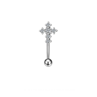 反构十字架脐钉爆闪f136医学用钛合金锆石性感养洞穿刺饰品1.6粗