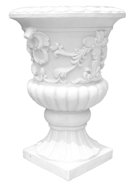 欧式风绿植物浮雕羊角盆栽花摆件