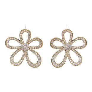 花朵耳钉女立体花瓣夸张满钻大号太阳花耳饰2025年新款银针耳钉女