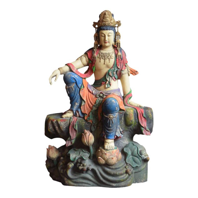 自在观音木雕佛像禅意仿古圣造