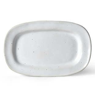 玩物志日式纯色平盘长方形菜盘文艺复古粗陶餐盘早餐盘沙拉盘侘寂