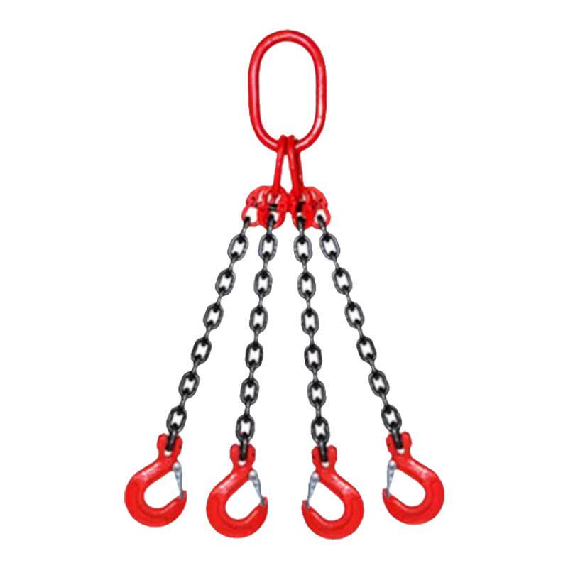 起重链条吊索具G80锰钢链条羊角吊钩行车吊环铁链挂钩双四钩吊具