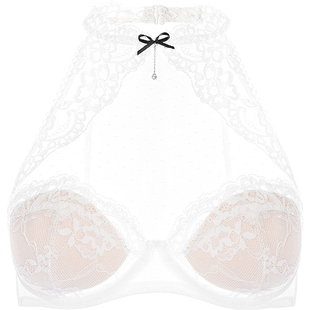 好奇蜜斯性感内衣女夏薄款小胸纯欲蕾丝文胸罩套装大胸显小外穿白