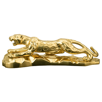 纯铜豹子摆件招财转运中控台装饰