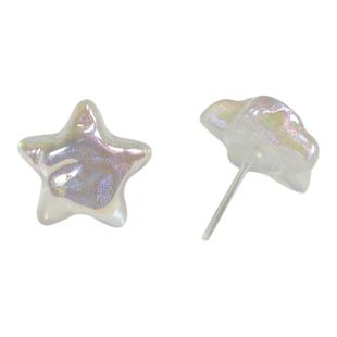 巴洛克异形珍珠耳钉防过敏塑料胶针方形不规则耳环珍珠耳钉塑料针