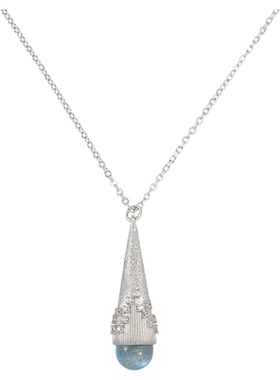 HERBE合璧 白沙大水滴灰月光石吊坠项链手工钉砂毛衣链百搭锁骨链