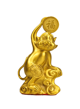 黄铜金猴献宝摆件十二生肖申猴吉祥物家居新中式客厅装饰工艺摆件