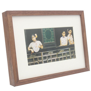 厂家直销定做 简约现代黑胡桃实木 挂墙摆台 直角园角相框 证照框