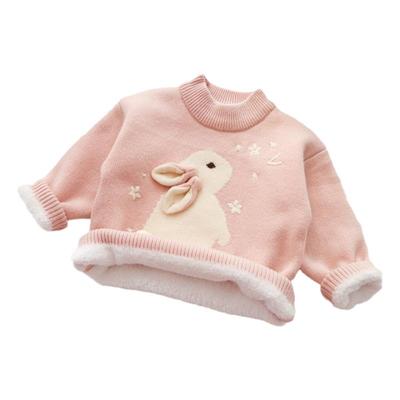 女童毛衣一体绒加厚2025新款洋气女宝宝公主儿童打底衫加绒冬装