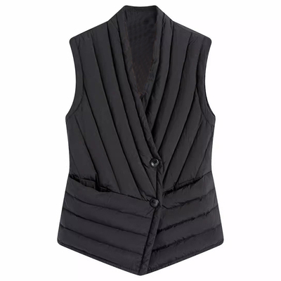 V领短款马夹白鸭绒气质时尚