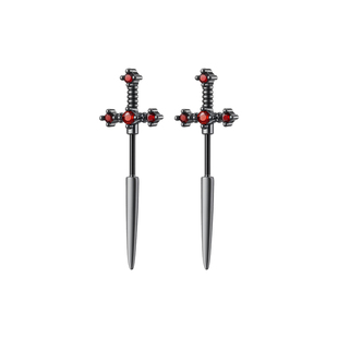 黑色宝剑钛合金耳骨钉女十字架钛钢锆石耳钉耳蜗钉耳环秋冬耳饰男