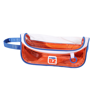 简约透明笔袋大容量分层收纳袋学生文具盒高颜值手提笔袋防水PVC高透可手提拉链式文具袋分隔收纳多功能款