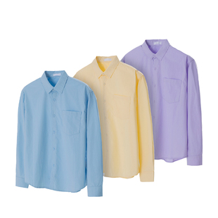 Addressunknown春日限定小众色系宽松休闲简约通勤长袖衬衫情侣