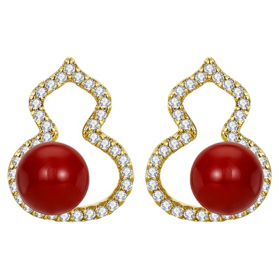 JAY葫芦玛瑙红色耳钉秋冬