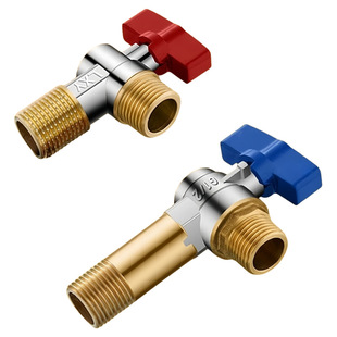 全铜加长球阀球芯三角阀大流量出水燃气热水器冷热水开关4分水阀