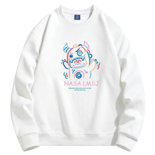 NASA联名小恶魔无帽圆领卫衣潮2024秋冬新款情侣加绒外套街头潮牌