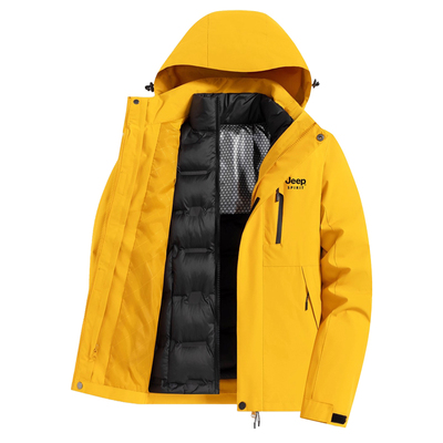 吉普冬季保暖羽绒内胆冲锋夹克男