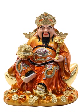 树脂彩绘文财神神像家用店铺摆件