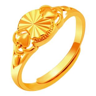 越南沙金戒指仿真黄金色可调节开口女士时尚食指戒指女久不褪色