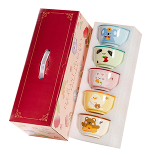 儿童饭碗家用2026新款高颜值可爱陶瓷小碗一人一个卡通餐具礼盒