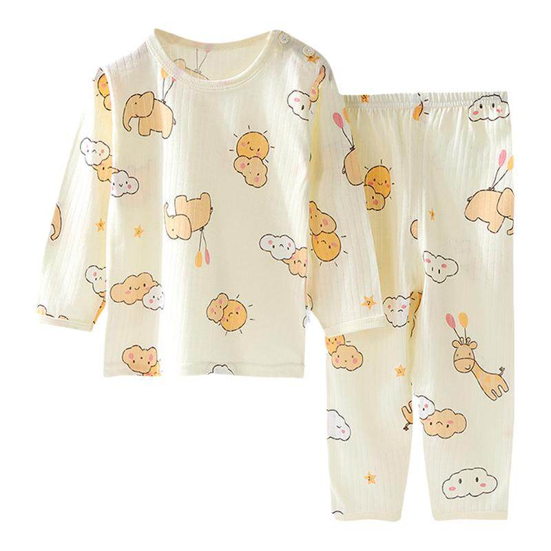 宝宝空调服新款儿童纯棉家居服套装夏季长袖睡衣薄款男女童装婴儿