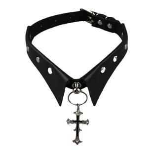 万圣节假领十字架项圈暗黑哥特朋克choker颈链原宿配饰辣妹锁骨链
