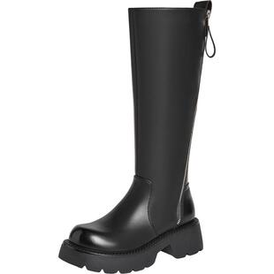 【孟子义同款】百思图城市岛屿冬新款加绒骑士靴女长靴A6115DG4