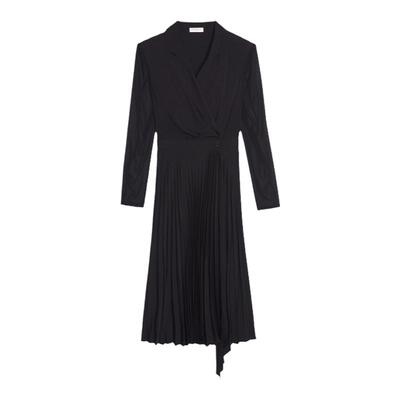 sandro女装长袖百褶连衣裙