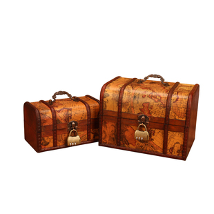 复古儿童宝藏百宝箱收纳盒带锁密码盒精致首饰盒藏宝小箱子木盒子