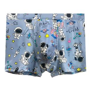 寻金鼠冰丝男士内裤大码卡通印花亲肤柔软透气抗菌男生中腰平角裤