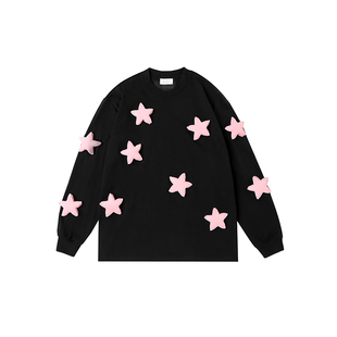 SQQZ PROJECT 满身星星原创立体塞棉300G圆领宽松长袖T恤男女同款