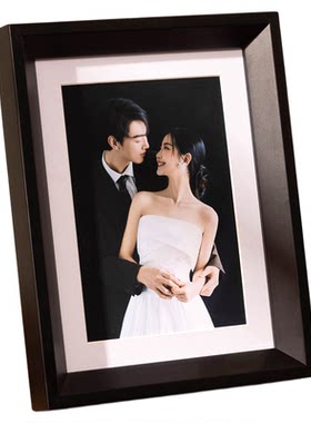 实木婚纱照相框摆台可挂墙定制
