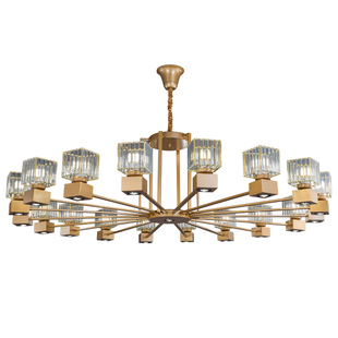 酒店包厢吊灯新中式大圆桌餐厅灯带射灯金色饭店包房间主吊灯专用