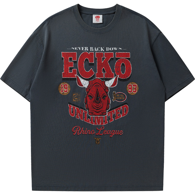 ecko红犀牛美式复古做旧短袖t恤