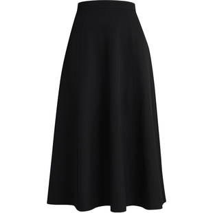 [商场同款]优雅通勤LANDI黑色高腰a字半裙女长款半身裙2025秋新品