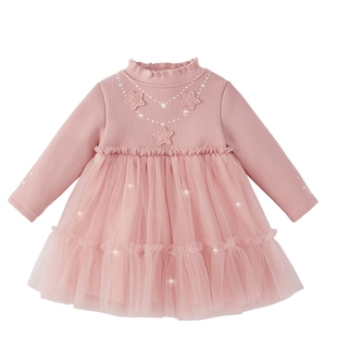 [抑菌锁温]女童红色连衣裙宝宝秋冬加绒保暖公主裙新款女儿童裙子