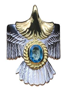 银创鹫见太郎纯银鹰戒指银饰