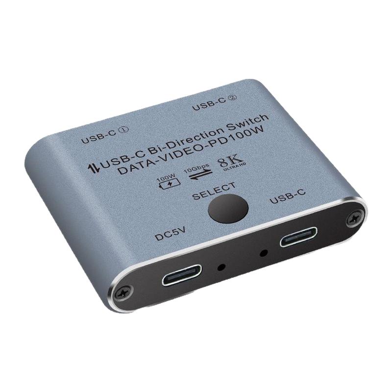 typec切换器TYPE-C3.1双向USBC雷电4切换器一进二出无损即插即用笔记本电脑主机2进1出一键切换