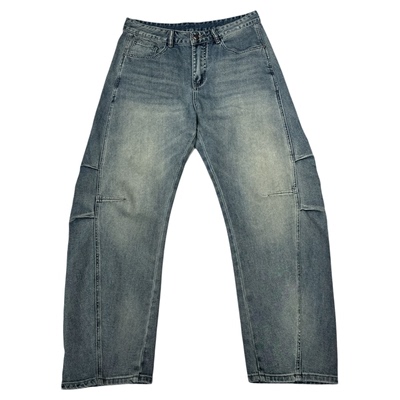 美式痞帅男士宽松阔腿牛仔裤