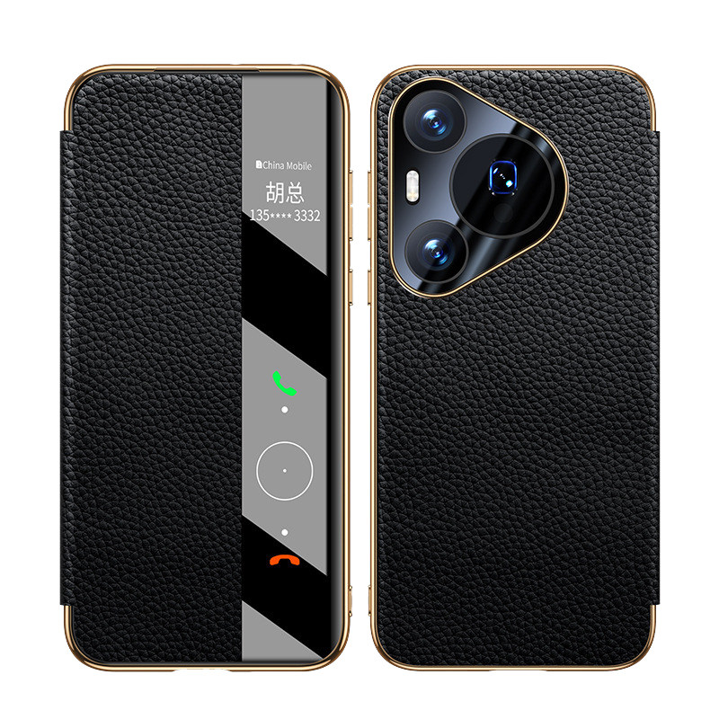 华为Pura70真皮智能翻盖保护套