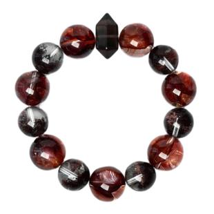 喜运宝「相伴之喜」天然红胶花红幽灵双尖水晶手串招财新中式手链