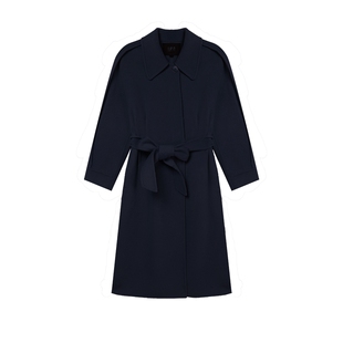 白鹿语100%绵羊毛大衣2024冬新款翻领可拆卸腰带长款双面呢大衣女