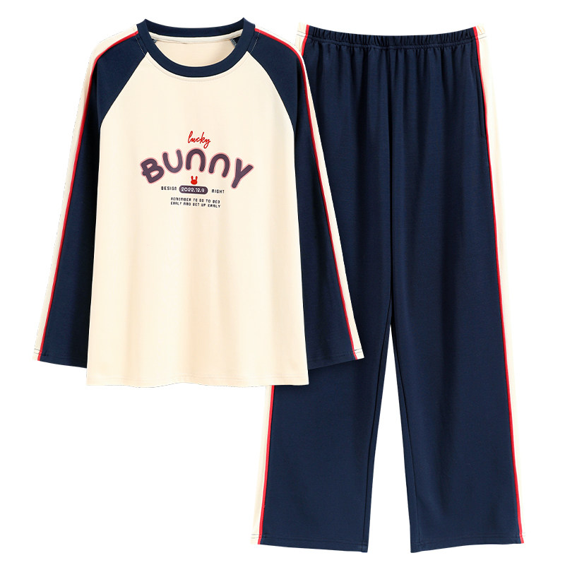 长袖全棉睡衣套装家居服100%纯棉
