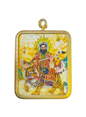 文仰阁道家张天师唐卡黄铜吊坠