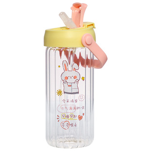 咖啡杯外出携带女耐高温双饮高硼硅玻璃杯高颜值水杯便携吸管杯子