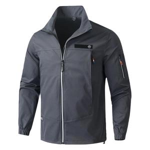 防水春秋弹力套装男新款式反光条整套耐磨工作服黑灰军绿色劳保服