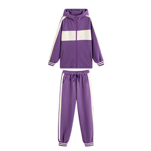 初中学生套装少女秋冬装大童高中女孩运动时尚宽松加绒加厚套服