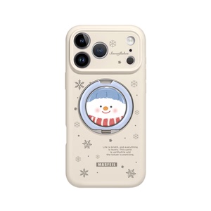 MASFEIL × 围巾雪人适用苹果17Promax手机壳新款15带支架iPhone16Pro套Eo1支点液态硅胶秋冬女13pm可爱高级