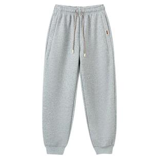 快鱼休闲裤女2025新款冬装加绒保暖宽松舒适纯色卫裤束脚运动裤